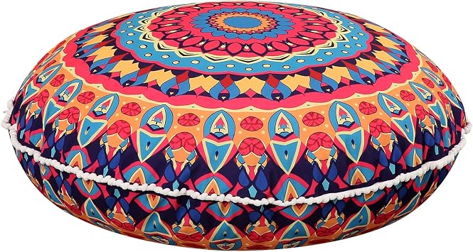 LOVMOC 32 Inch Round Floor Pillow for Adults, Large Thick Memory Foam Boho Mandala Meditation Floor Seating Cushion, Machine Washable for Living Room Outdoor Yoga Floor Sitting, Red
