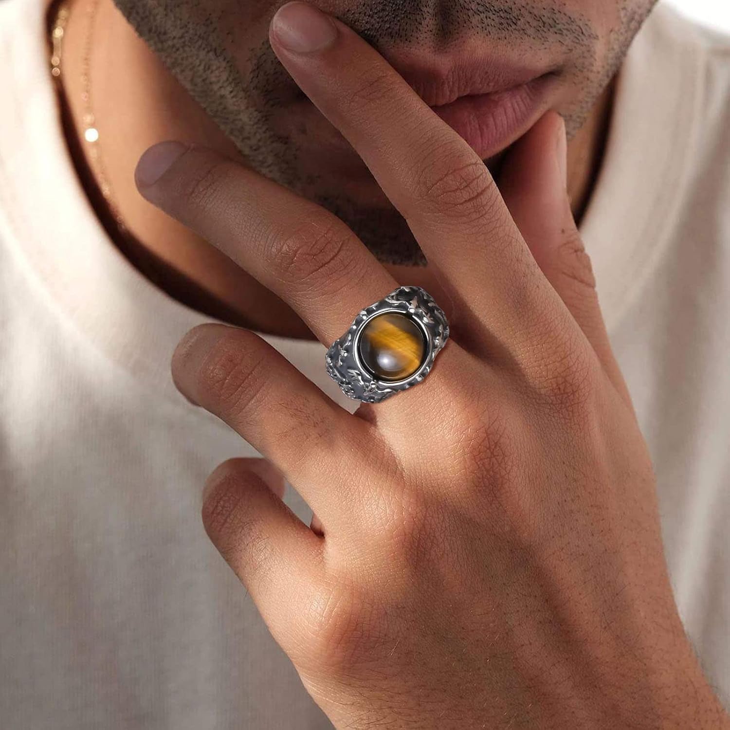 Mens Black Onyx Rings Stainless Steel Square Agate Signet Rings for Men,Pinky Thumb Ring Band for Dad Father Jewelry Gift for him,Anillos De Hombre, Men's Ring for Christmas Gift for Men Boys