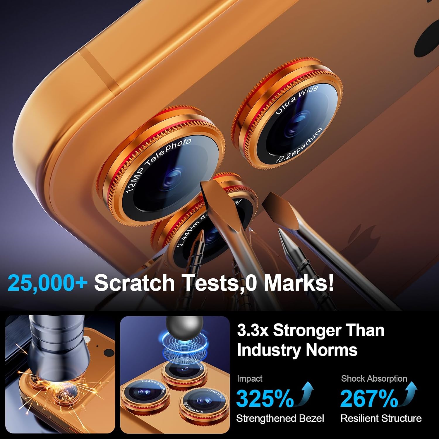 X-it 2-Pack Camera Lens Protector for iPhone 17 Pro Max/17 Pro, [Shatterproof & Impact Resistant] 9H High-Alumina Tempered Glass, Anti-Scratch, Dustproof, Strong Adsorption, Case Friendly, Ultra HD Clear