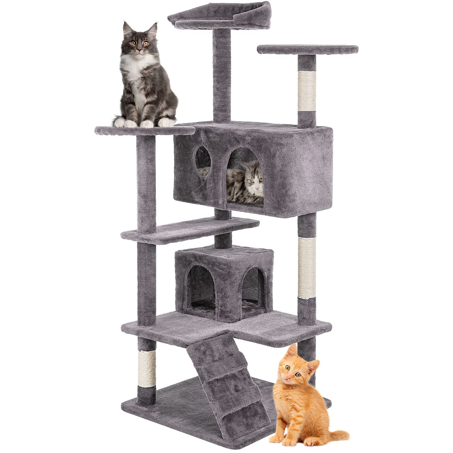 Amazon.com : BestPet Cat Tree 52 inch Tall Cat Tower for Indoor Cats with Cat  Scratching Post,Multi-Level Playpen House Kitty Activity Tree Center,Ashy :  Pet Supplies