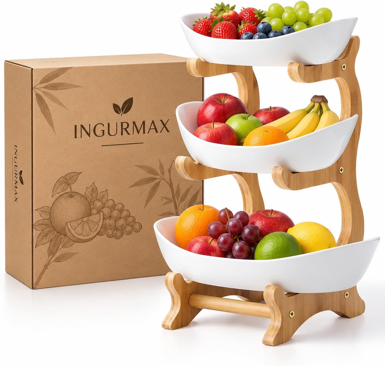 3-tier fruit basket with plastic bowls
