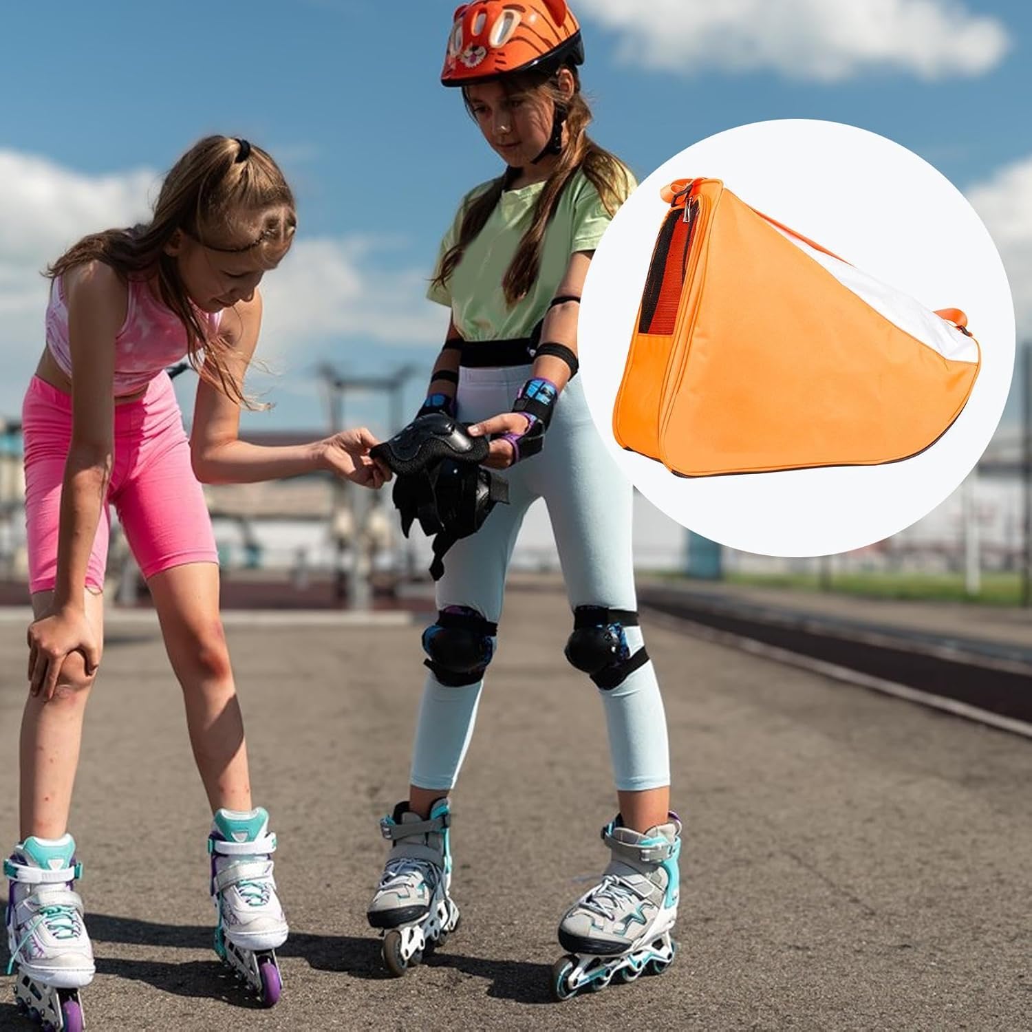 Figure Skating Bag | Sports Footgear Shoulder Storage Pouch - Adjustable Skate Storage Bag | for Roller Ice Hockey Gym Travel Fitness Adults Kids Beginners