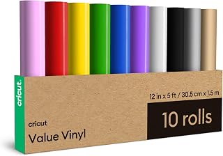 Cricut Value Permanent Vinyl, Rainbow Sampler – 12in x 5ft Rolls (10 ct)