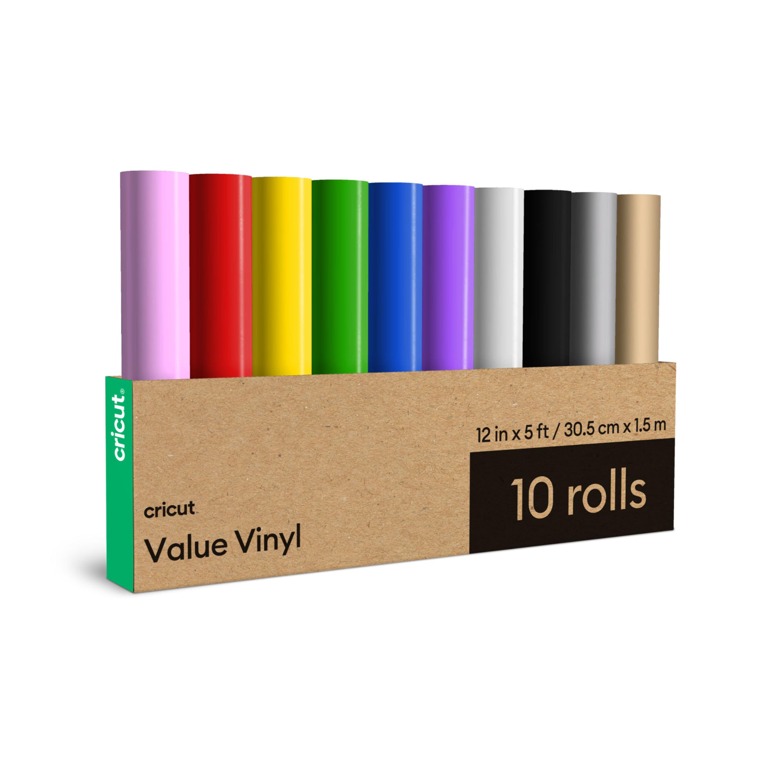 Cricut Vinilo Adhesivo Permanente - Pack de 10 Hojas - 30.5 cm x 30.5 cm (12" x 12") - Hojas de Vinilo para Cricut - Para Manualidades, Decoración y Proyectos DIY