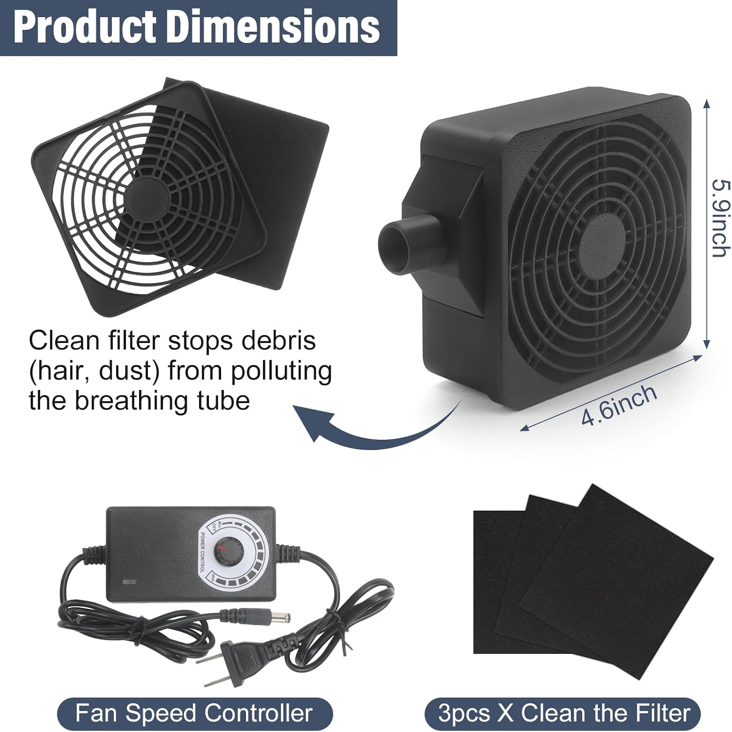 CPAP Hose Dryer with 10-Speed Adjustable Control - High-Efficiency CPAP Tube Fan for 15mm & 22mm Tubing, Includes 3PCS Filter Pads - Essential CPAP Machine Cleaning Supplies, Make Hoses Drying Quick image 4