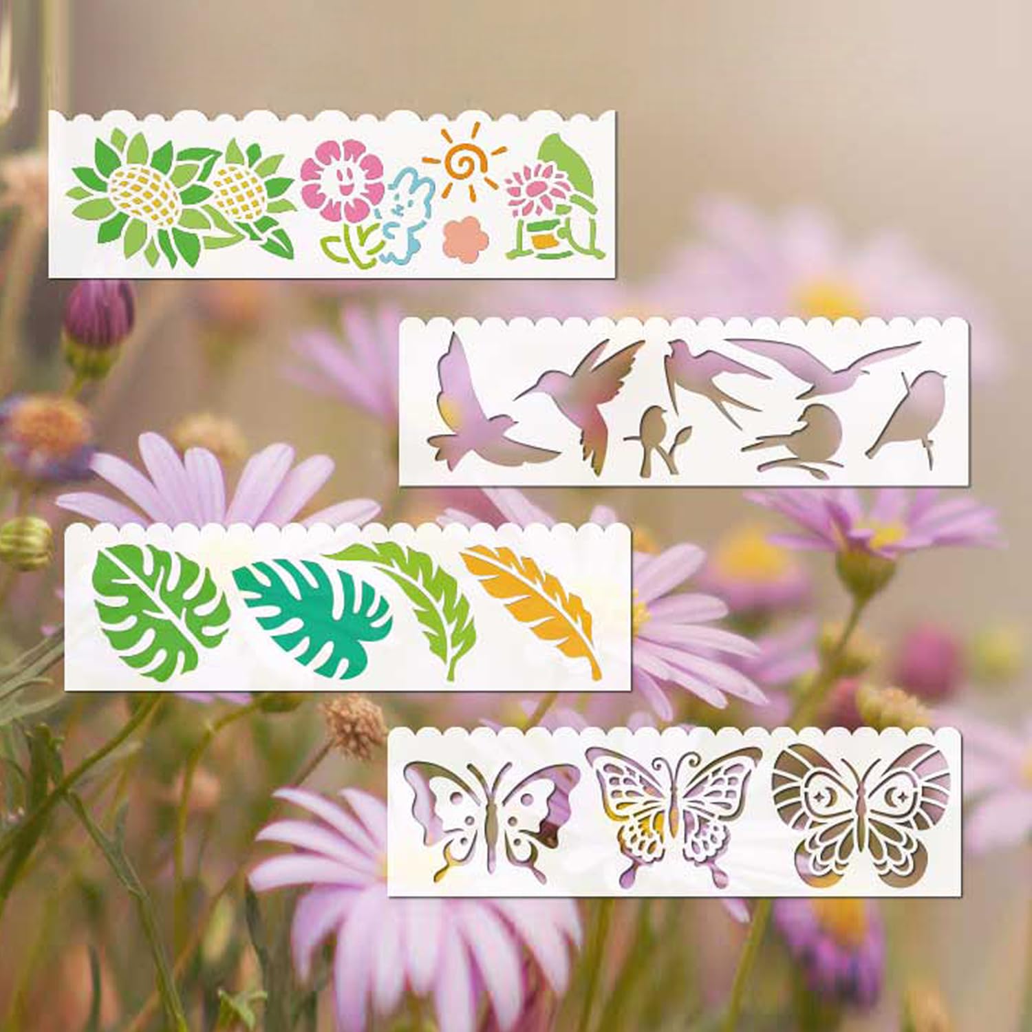 Lot De 50 Pochoirs De Fleurs Réutilisables Pour Travaux