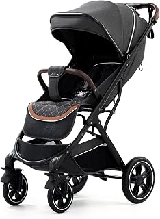 YAZOCO Silla de paseo Plegable Silla de paseo ligera Carrito bebe Fundas para pies, mosquiteros, cubiertas de lluvia (Negro)