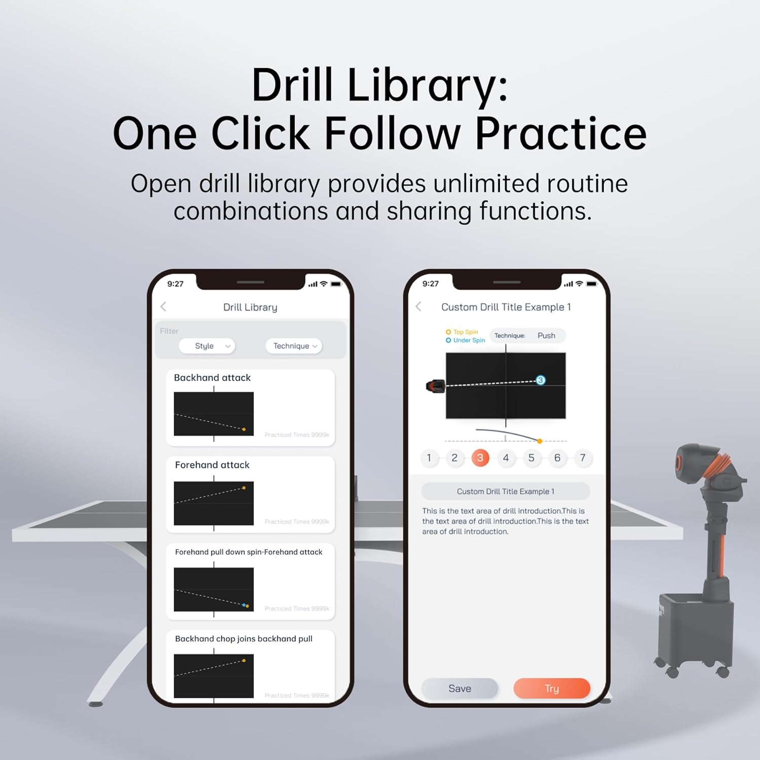 PONGBOT Table Tennis Robot with Net Ping Pong Ball Machine, Remote/APP Control, 576 Pre-saved Trajectories, Automatic Oscillation, Programmable Drills-Frequency/Ball Speed/Rotation/Landing/Hight