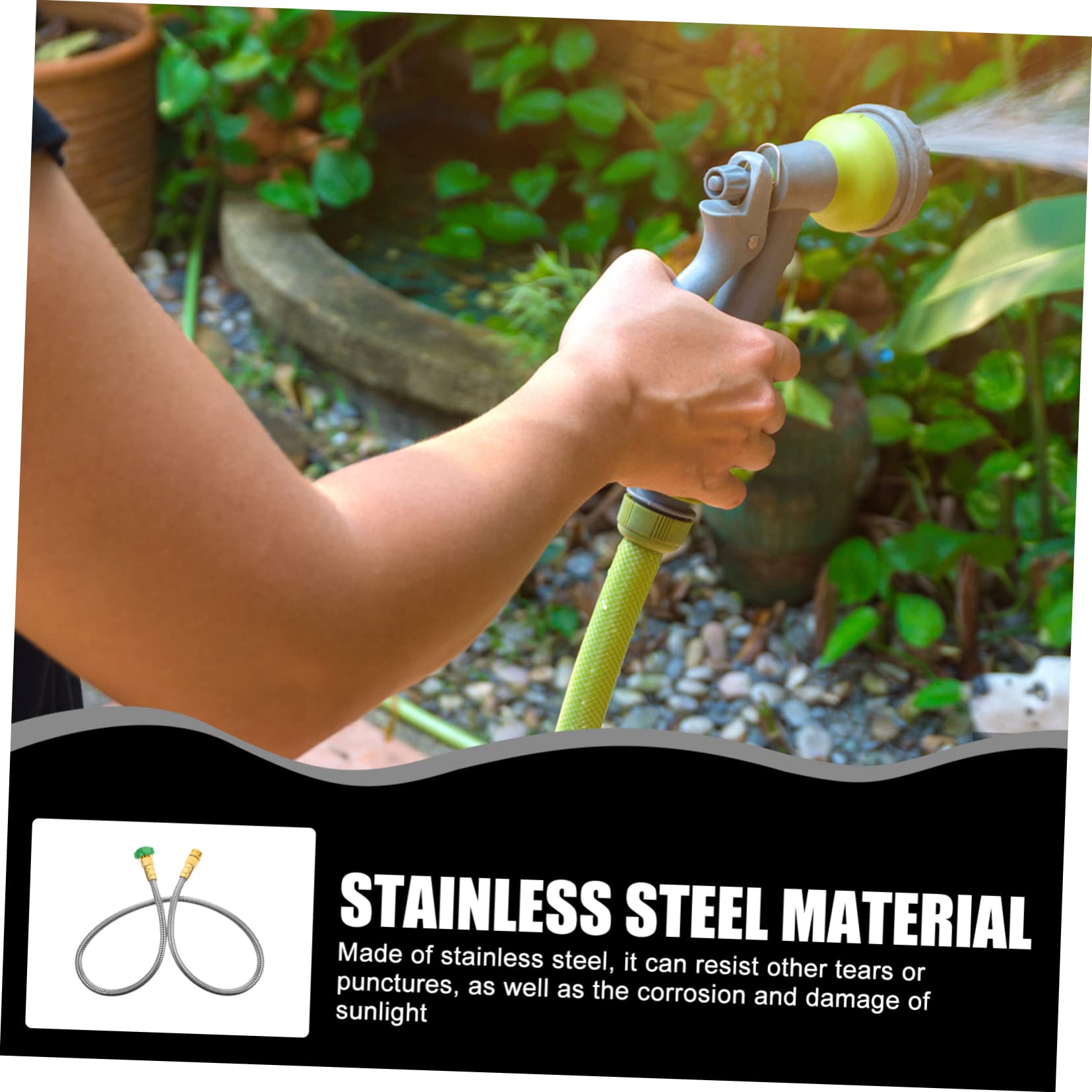 TOYANDONA Schlauchverbinder Edelstahl Gartenschlauchverlängerung mit Zwei Weiblichen Anschlüssen Flexibler Metallwasserschlauch für Bewässerung und Reinigungszwecke