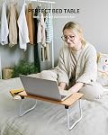 Ruxury Table de bureau pliable pour ordinateur portable, Plateau de service pour petit-déjeuner, Portable & Léger Mini Table, Bureau de table pour canapés - Bois