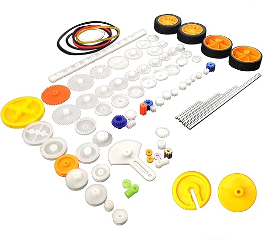 EUDAX 82 pcs Plastic Gear Package Kit DIY Gear Assortment accessories set for Toy Motor Car Robot Various Gear Axle Belt Bushings
