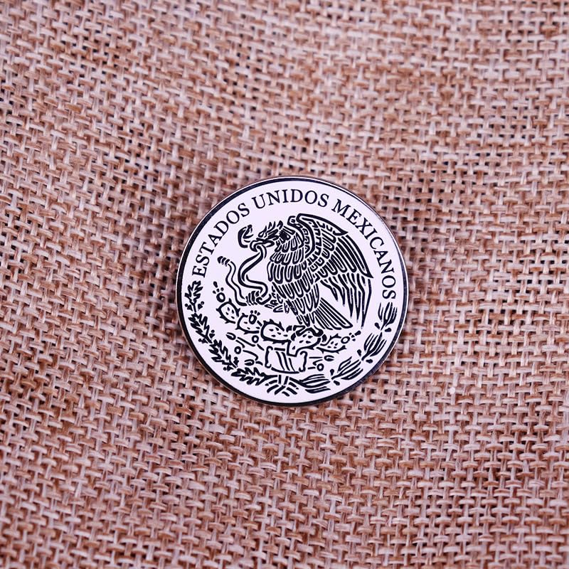 Image of Pinposni Emblem of the United Mexican States, enamel lapel pin,Honor metal badge Brooch for bag and coat