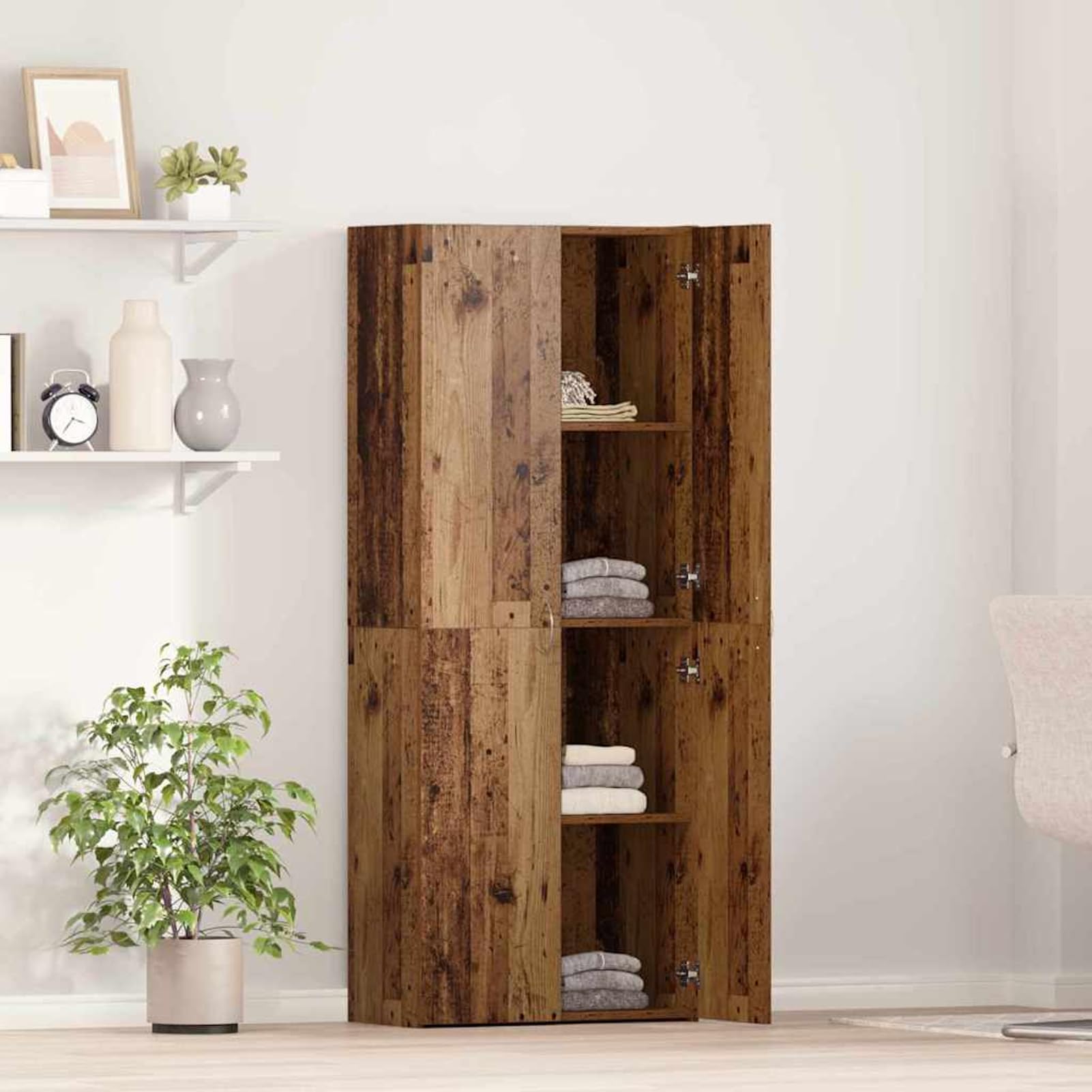 Homgoday Moderner Büroschrank Altholz Holzwerkstoff 60 x 32 x 152,5 cm - für effizientes Büro-Organisation Model3365558