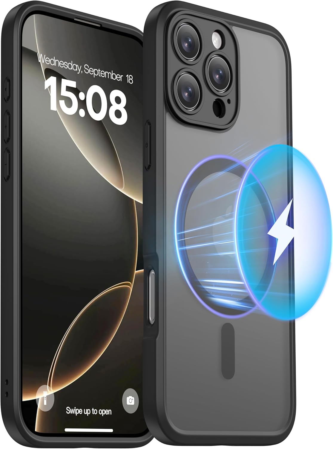 ImpactStrong Magnetic Guard Designed for iPhone 16 Pro Max Case [Camera Protection] [Military Grade Drop Tested] [Compatible with MagSafe] Slim Translucent Matte Phone Case (6.7") - Black - Image 2