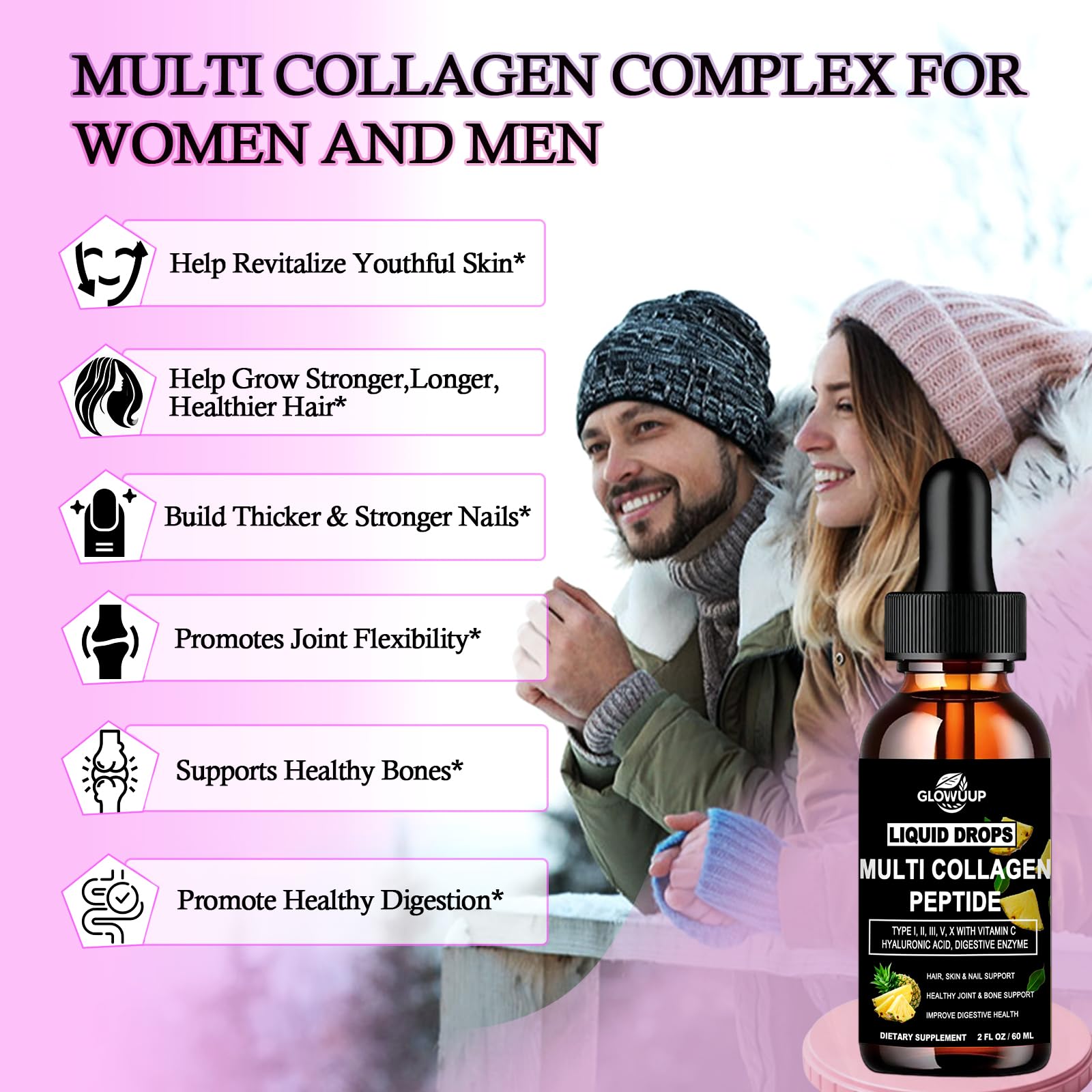 Liquid Collagen for Women Men,Multi Hydrolyzed Peptides Collagen Supplement — Amazon image 3