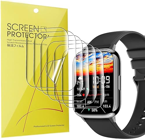 Protector de pantalla compatible con Hvlgmrc Smart Watch, 6 unidades Película transparente de TPU de cobertura completa compatible con Hvlgmrc P56