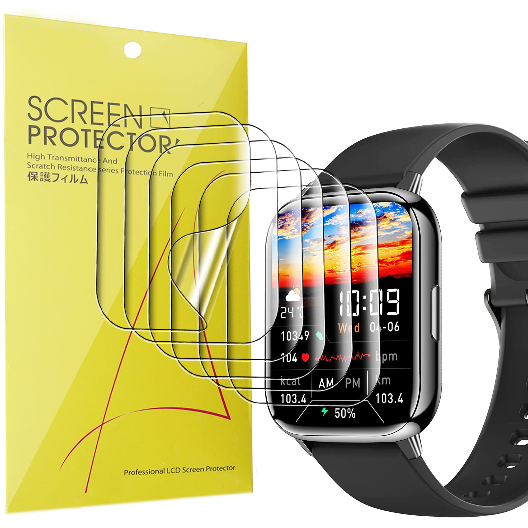 Compatible for Hvlgmrc Smart Watch Screen Protector, [6 Pack] Full Coverage TPU Clear Film Compatible for Hvlgmrc P56 1.91" Smart Watch / P56 1.91" Smart Watch (6 PACK)