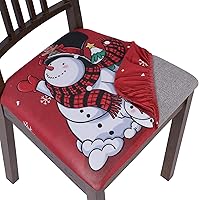 Vista 1 de SearchI Paquete de 4 fundas de asiento navideñas para sillas de comedor, fundas elásticas con estampado de Navidad, protector de asiento tapizado