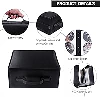Vista 4 de CD Case, 400 Capacity DVD Case Wallets Protective Storage Organizer Holder Booklet Album Box Binder (Black)