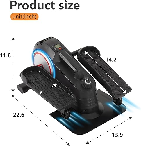Miniatura 7 de Máquina elíptica para debajo del escritorio, ejercitador de piernas elipse con 8 velocidades ajustables, silencioso y portátil, ejercicio de pedal