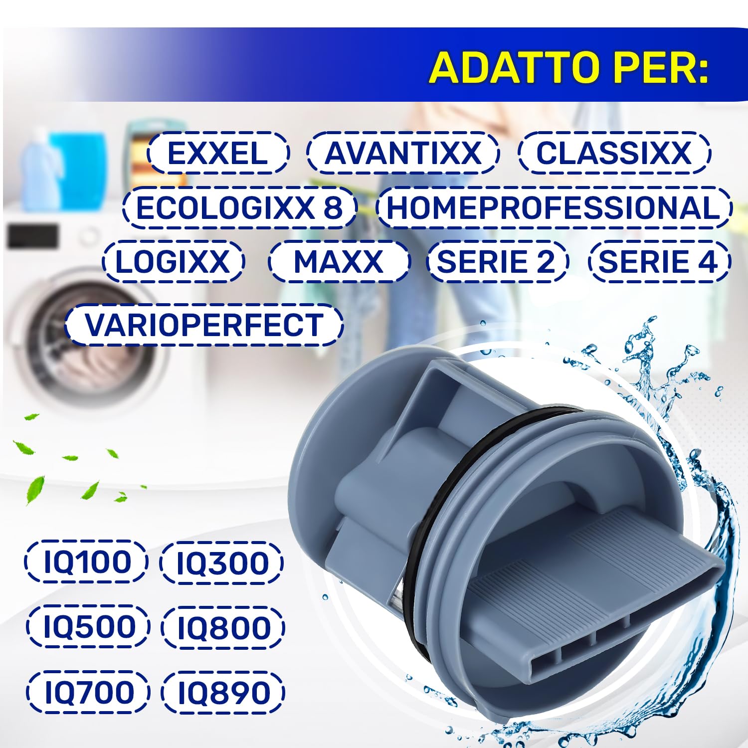Filtro Lavatrice con Codice Originale 00614351 614351 per Bosch per Siemens iQ100 iQ300 iQ500 iQ700 varioPerect Maxx Classixx Avantixx - Garanzia di 5 Anni - ONIX TECH