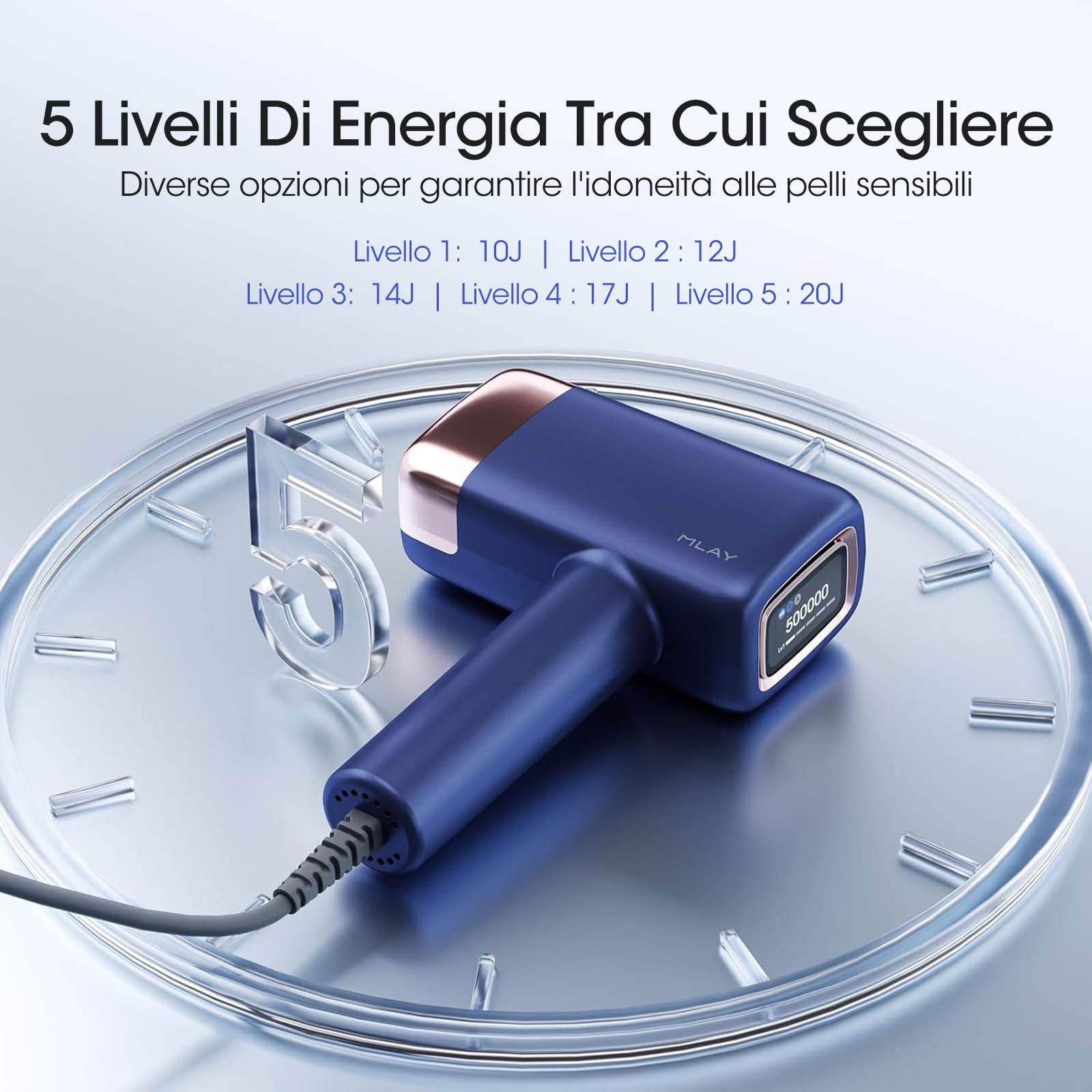 Epilatore Luce Pulsata,0,5 Episodi/Flashlight Depilazione Indolore a Punti di Ghiaccio con Due Precise Testine di Depilazione Per Il Viso,Adatte Per La Depilazione Di Viso,Ascelle,Gambe E Zona Bikini