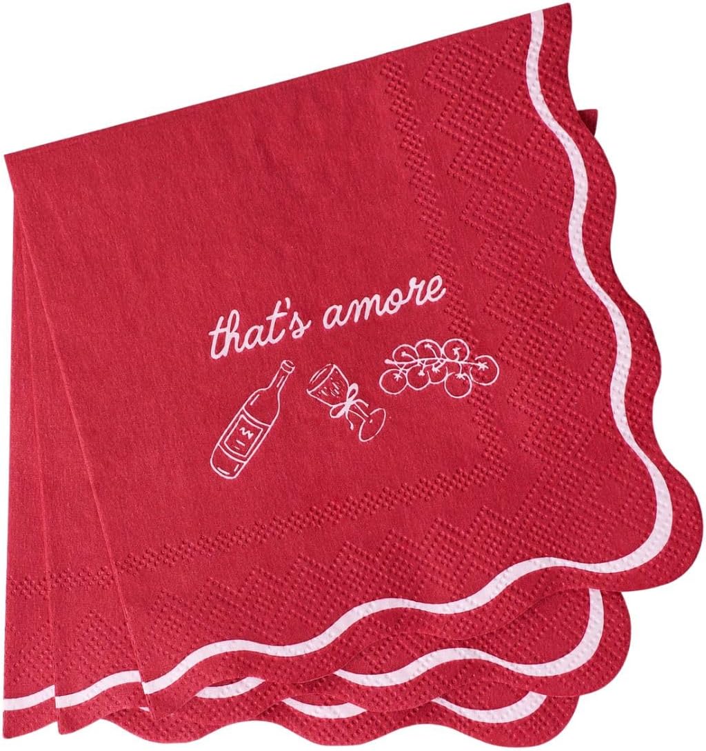 That's Amore - Cocktail Napkins for Italian Bridal Shower Decorations, Bachelorette Party - 5" Cocktail Napkin Size - Pack of 20 Paper Napkins