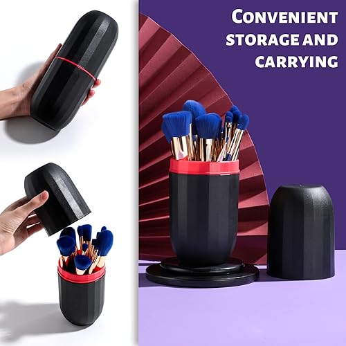 Miniatura 4 de BS-MALL Brochas de maquillaje sintéticas de alta calidad, correctores de polvo, sombras de ojos, juego de brochas de maquillaje, 18 piezas, azul