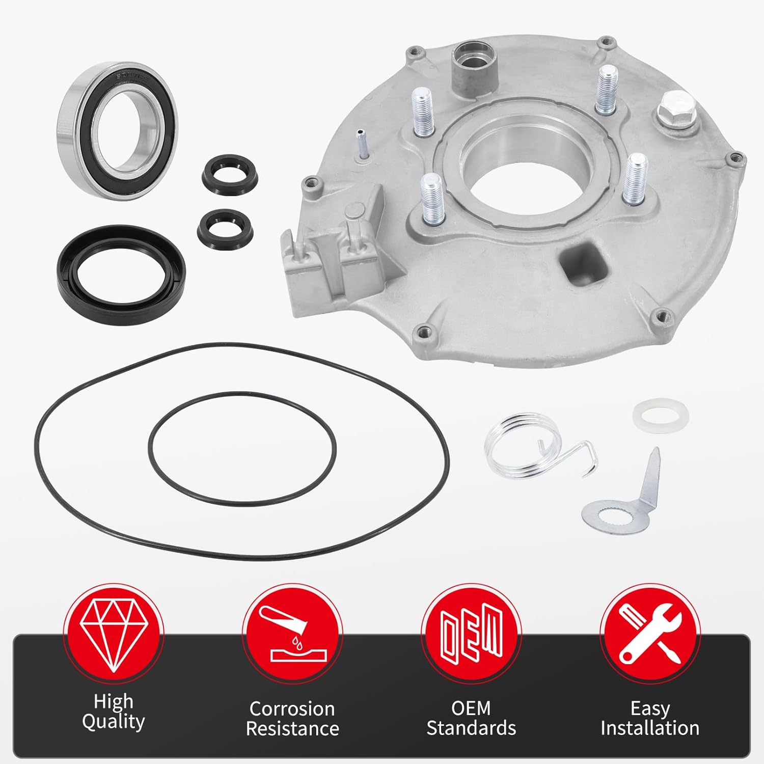 Rear Brake Backing Plate & Bearing Seals Kit For Hon-da Fourtrax 300 TRX300 TRX300FW 2x4/4x4 1988-2000, Replace# 43100-HC4-010, 43010-HM5-A10, 91052-HB3-771