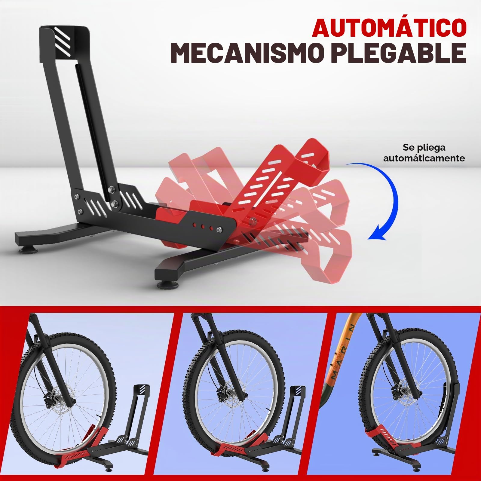 IMAYCC Profesional Soporte Bicicletas Suelo, Soporte para Bicicletas Suelo, Apto para MTB/Carretera/Montaña/Todas las Bicicletas de 24”-29”, Perfecto para tu garaje, Hogar o tienda de bicicletas.