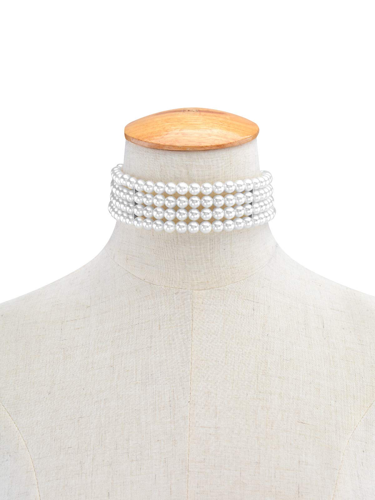 Collana Di Perle Simulate 4 File - Girocollo Elegante Per Donna, Accessorio Moda Retrò - Foto 7