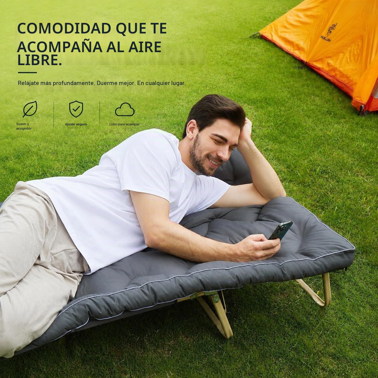 Jamdok Alfombrilla de dormir de camping de grosor mejorado para cama de camping (190 x 75 cm), colchón acolchado para adultos, almohadilla portátil para suelo
