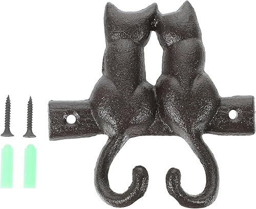 Housoutil Gancho de sombrero y abrigo en forma de gato de estilo retro de hierro para el hogar montado en la pared colgante decorativo