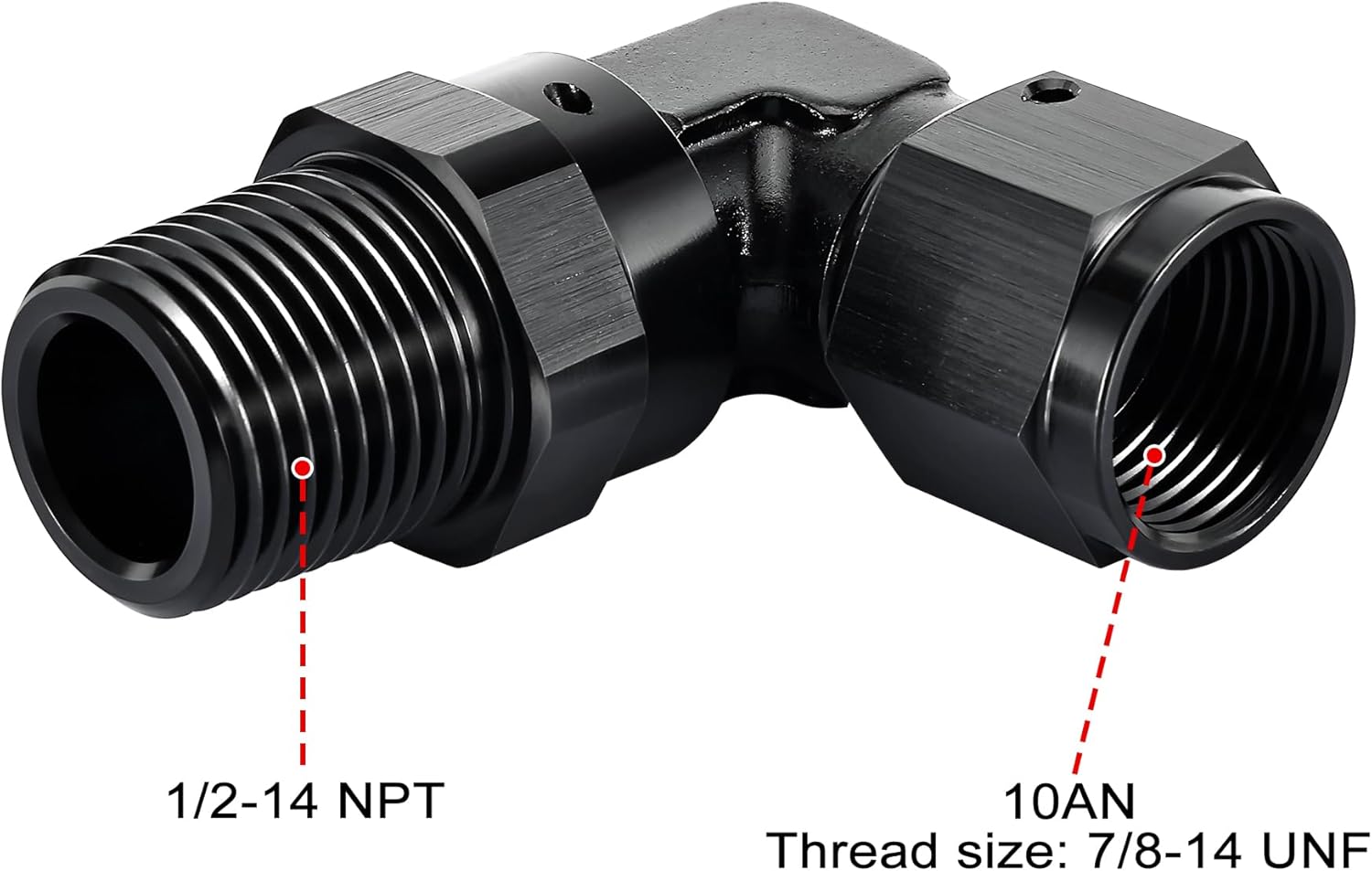 EVIL ENERGY 10AN Female to 1/2" NPT Pipe Swivel 90 Degree Adapter Fitting Black Aluminum
