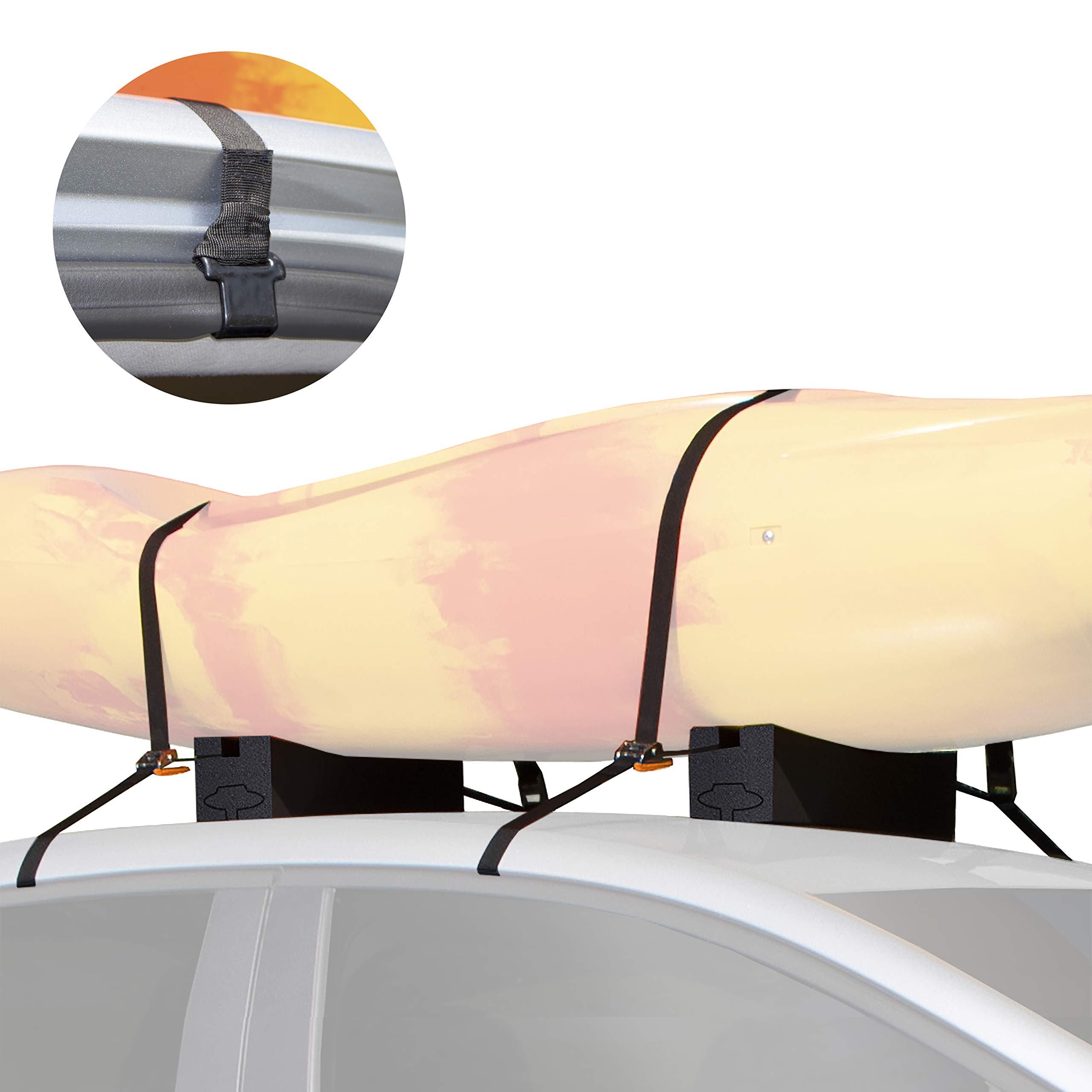 Rightline GearFoam Block Kayak Carrier, Attaches with or Without Roof Rack, Innovative Design