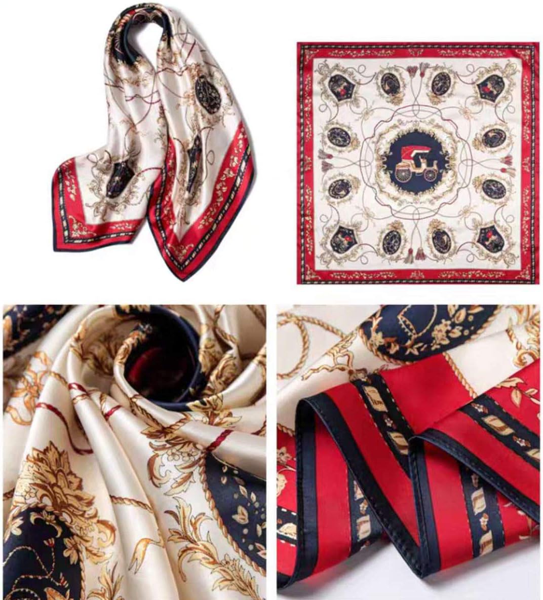 ANDANTINO 100% Pure Mulberry Silk Scarf 35" Large Square Lightweight Headscarf –Women’s Hair Wraps-With Gift Packed - Image 4