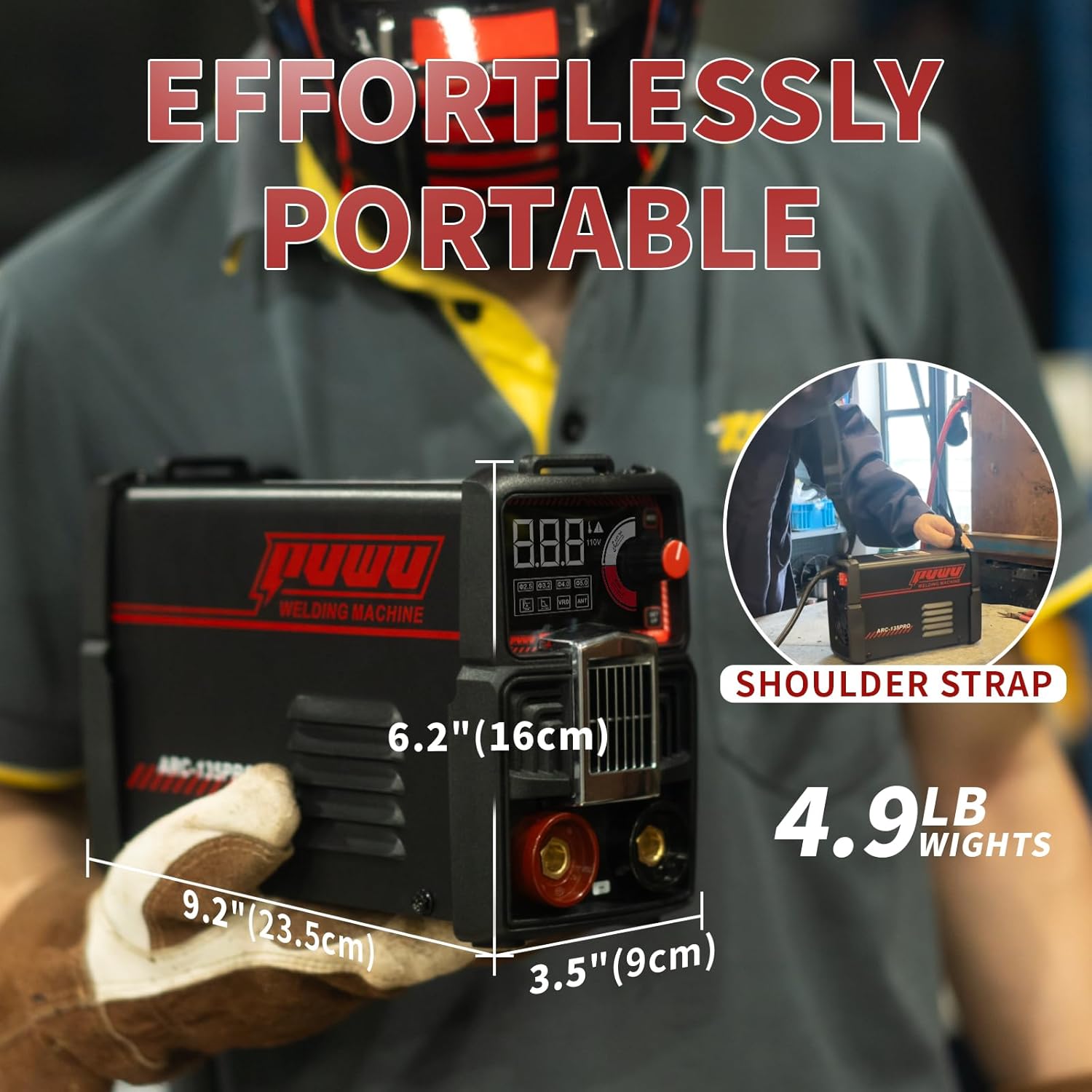 110V 135A Stick Welder Lift Tig Welder Digital Welding Machine with Overheat Protection,Electrode, Digital Screen, Quick Connector with Hot Start - MINI MMA Arc Welder with Lift TIG Torch(BLACK)