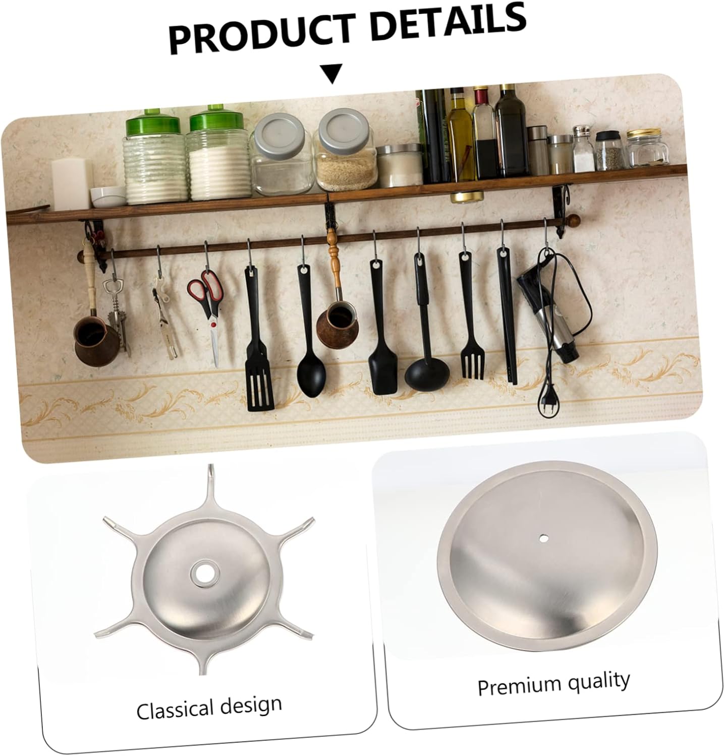 Zerodeko Stainless Steel Kitchen Utensil Rack Hanging Storage Organizer for Spoons Spatulas and Cutlery and Practical Kitchen Tool Holder