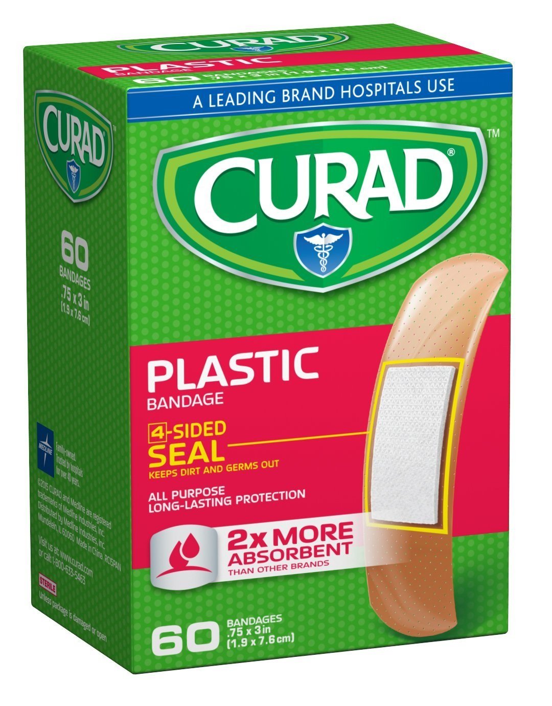 CuradPlastic, 3/4 Inches X 3 Inches 60 Count (Pack of 1)
