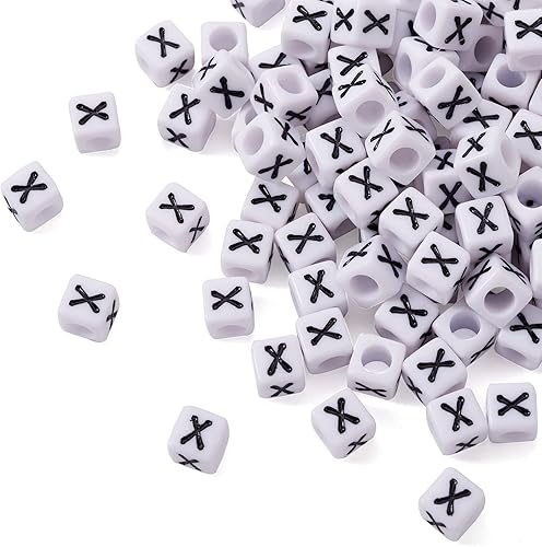 Vista 254 de FASHEWELRY 300 cuentas de letras acrílicas blancas de 0.236 x 0.236 pulgadas (0.236 x 0.236 in), cuentas del alfabeto para hacer pulseras