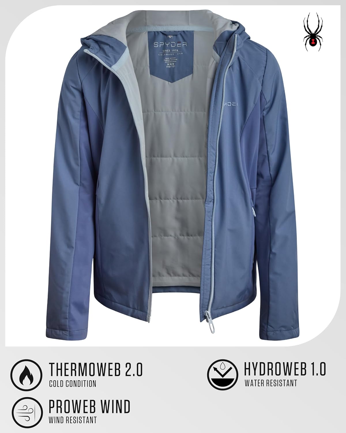Spyder Girls Windbreaker Jacket - Lightweight Insulated Water and Wind Resistant Jackets for Girls Zip Up Kids Outerwear Coat - Image 2
