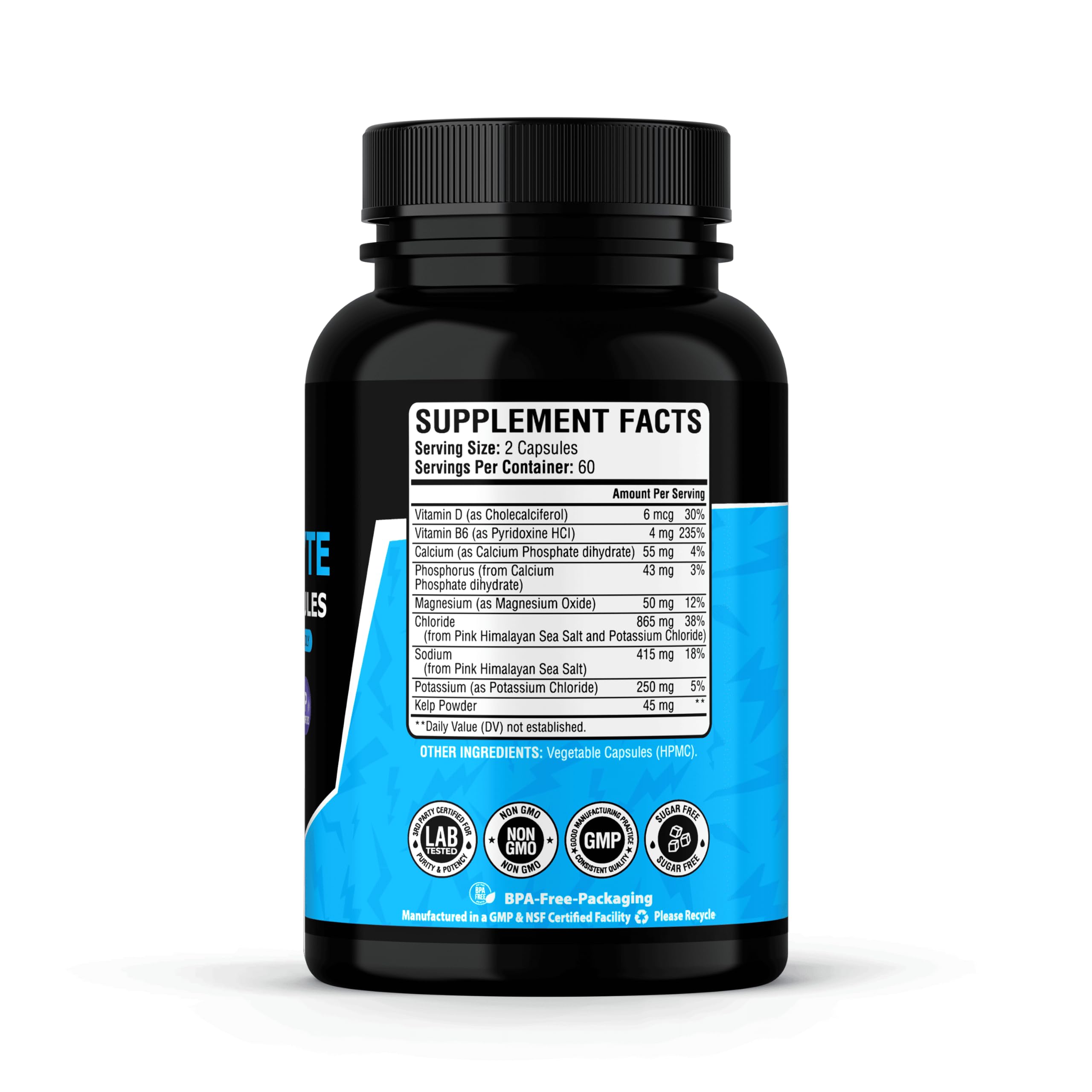 Electrolyte Capsules, Hydration Support, No Fillers, Magnesium, Potassium, Sodium & Chloride, Keto Friendly, Vegan, Made in USA, 120 Capsules — Amazon image 9