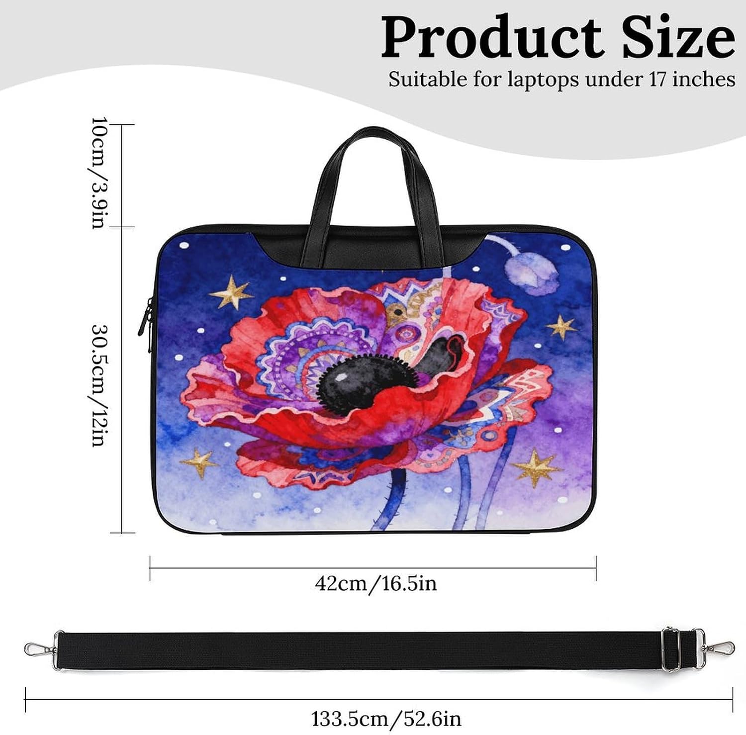 Insectivorous Flower 42x30.5cm Black-style Laptop Bag Leather Tablet Computer Briefcase Large Capacity Work Business Tote Bags for Office