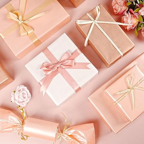 Miniatura 4 de 60 hojas de papel de seda para bolsas de regalo, 14 x 20 pulgadas, papel de seda metálico rosa dorado rosa blanco para embalaje de manualidades,