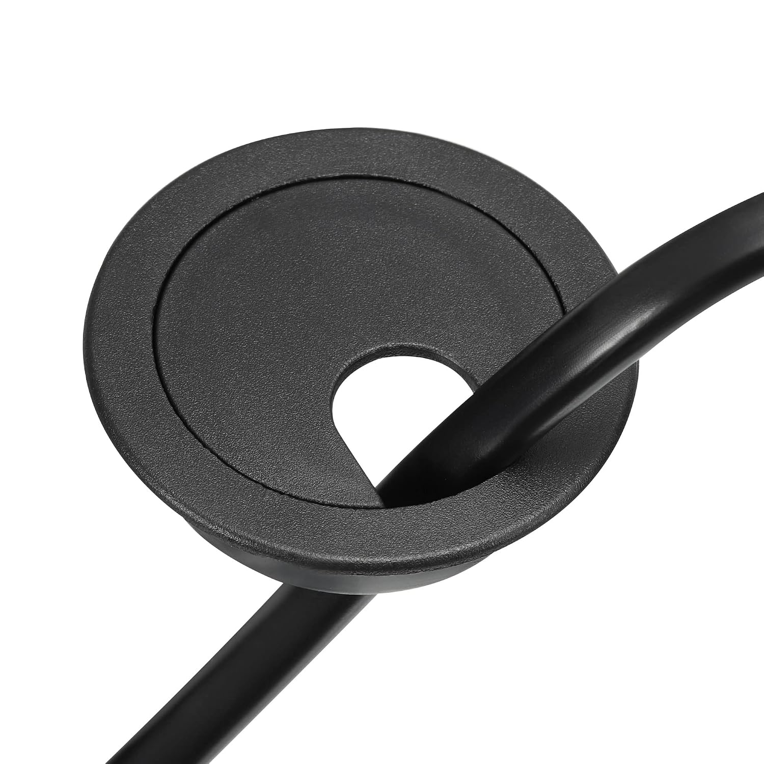 YOKIVE 5 Pcs Desk Cable Hole Cover, Cord Through Raceway Plastic Great for Office, Home, Daily Use (35mm, Black)