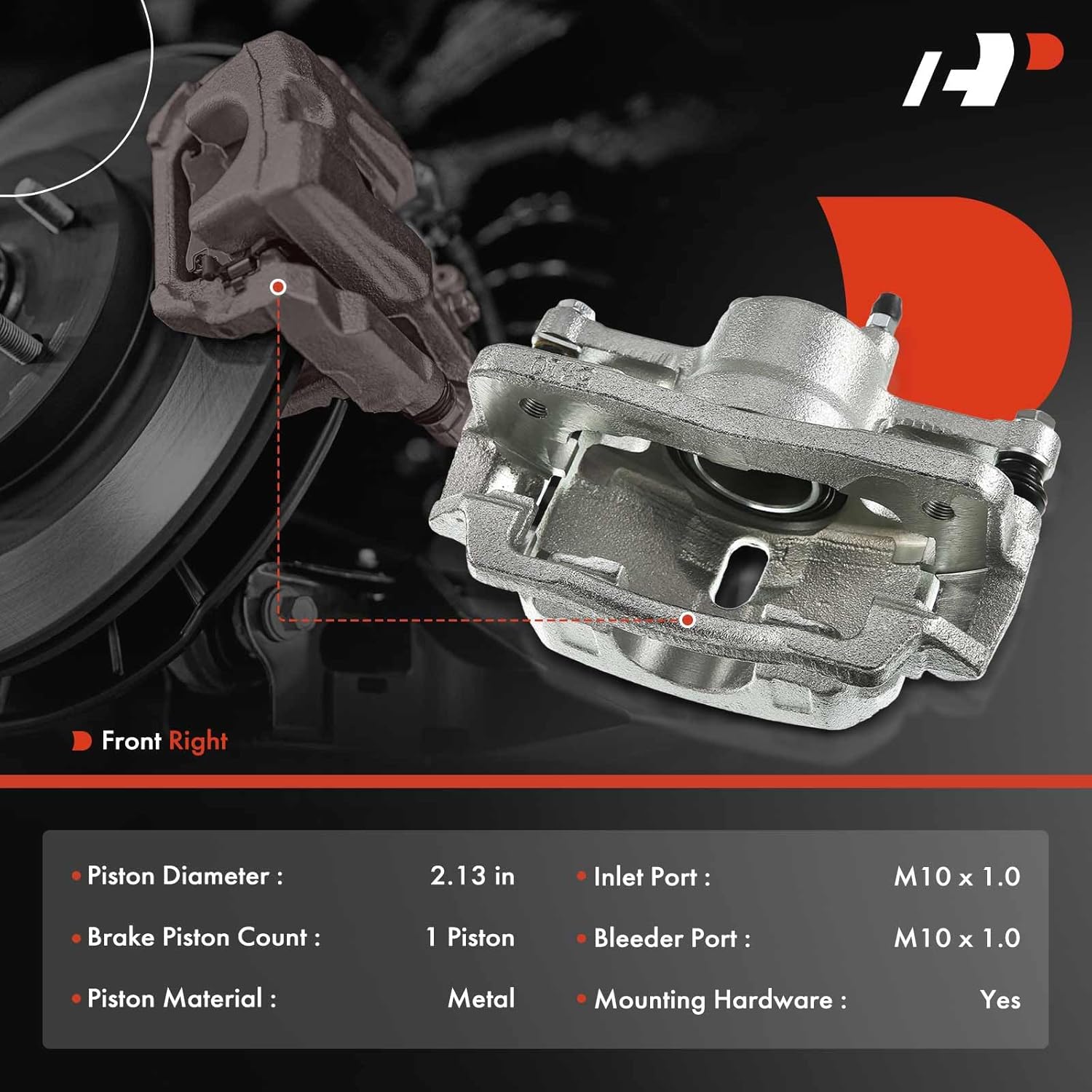 A-Premium Disc Brake Caliper Assembly with Bracket Compatible with Select Honda Models - Civic 2012 2013 2014 2015, L4 1.8L - Front Right Passenger Side