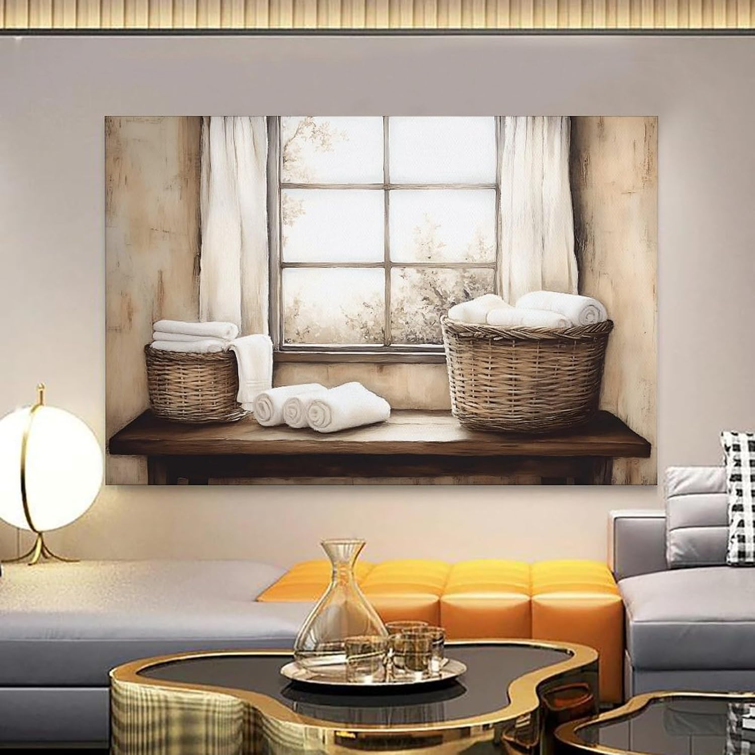 Laundry Basket Art Laundry Room Print Vintage Farmhouse Decor Canvas Art Posters for Room Aesthetic And Wall Art Picture Living Room Decor 20x30inch(50x75cm)