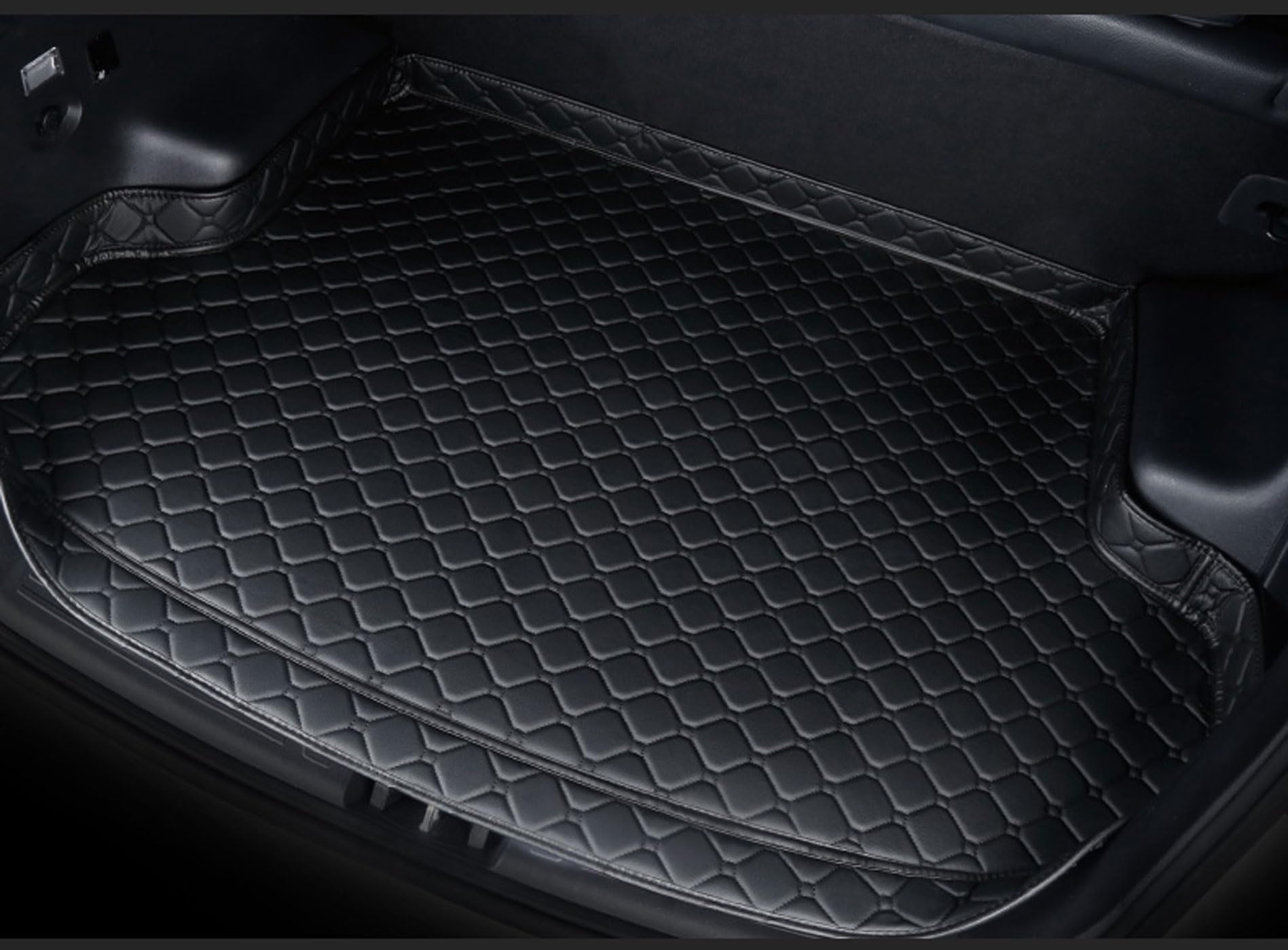 Car Leather Cargo Liners for Nissan Patrol 2012-2025, Full Coverage Rear Trunk Liner Mats Waterproof Anti-Scratch Protector Pad,Black