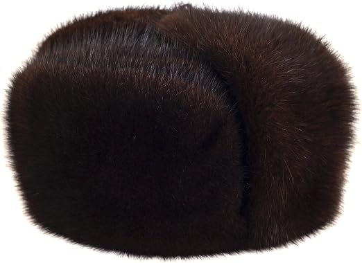 Brown Muskrat Fur Trooper Winter Hat 