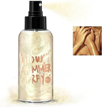 HOSAILY Body Glitter Spray - Silver Body Shimmer for Face, Hair & Body, Moisturizing Luminizer Glow Illuminator, Quick-Drying Sparkling Glitter Spray Liquid Highlighter Makeup #01
